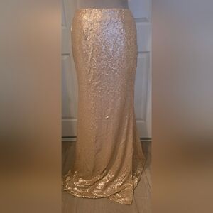 Minuet Champagne Sequin Flared Maxi Skirt